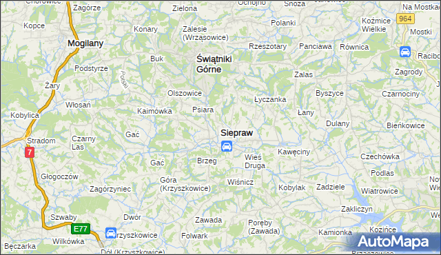 mapa Siepraw, Siepraw na mapie Targeo