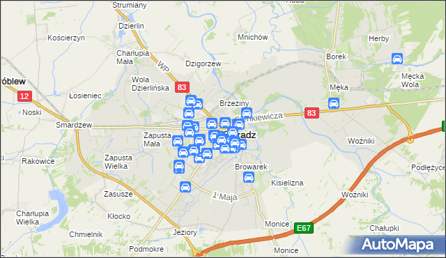 mapa Sieradz, Sieradz na mapie Targeo