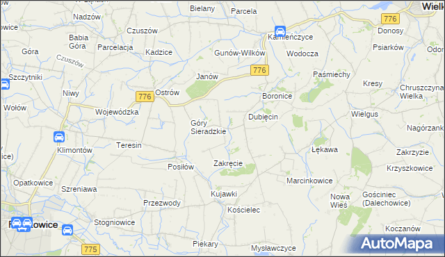 mapa Sieradzice, Sieradzice na mapie Targeo