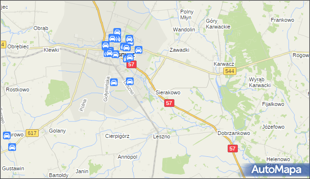 mapa Sierakowo gmina Przasnysz, Sierakowo gmina Przasnysz na mapie Targeo