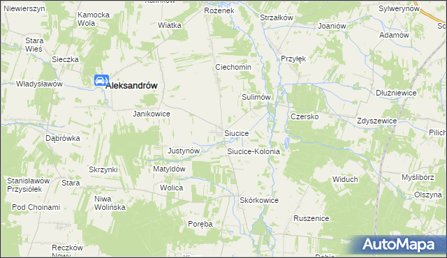 mapa Siucice, Siucice na mapie Targeo