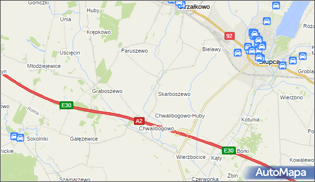 mapa Skarboszewo gmina Strzałkowo, Skarboszewo gmina Strzałkowo na mapie Targeo