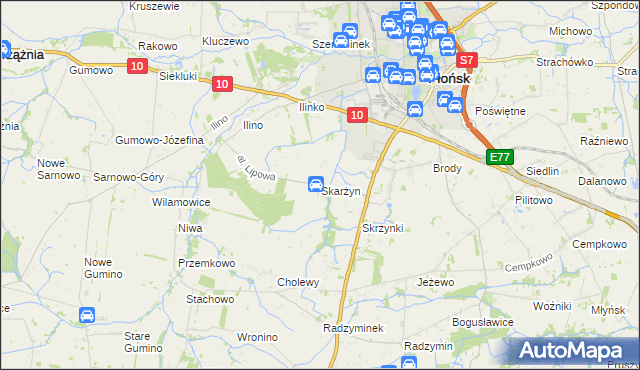 mapa Skarżyn gmina Płońsk, Skarżyn gmina Płońsk na mapie Targeo