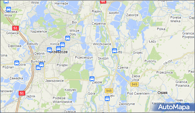 mapa Skidziń, Skidziń na mapie Targeo