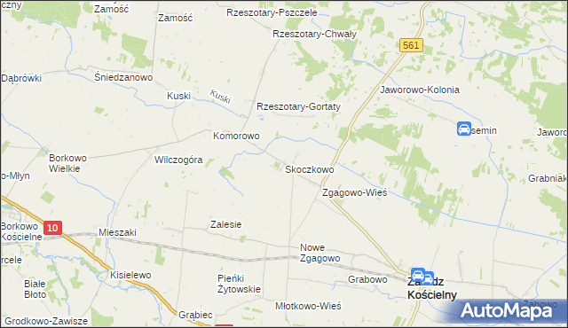 mapa Skoczkowo gmina Zawidz, Skoczkowo gmina Zawidz na mapie Targeo