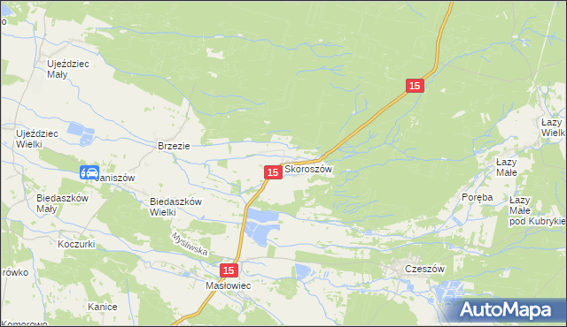 mapa Skoroszów gmina Trzebnica, Skoroszów gmina Trzebnica na mapie Targeo