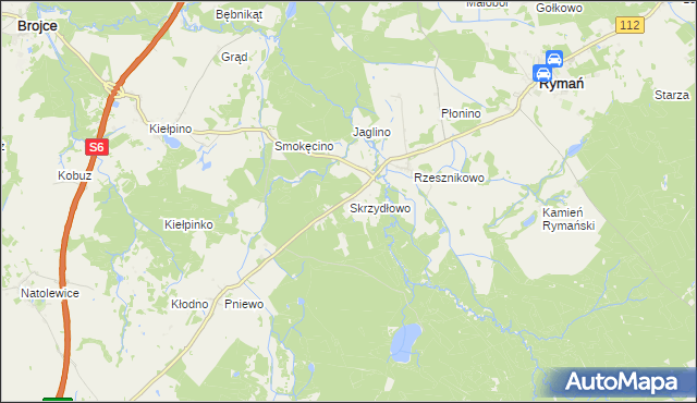mapa Skrzydłowo gmina Rymań, Skrzydłowo gmina Rymań na mapie Targeo
