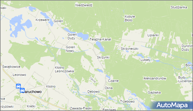 mapa Skrzynki gmina Baruchowo, Skrzynki gmina Baruchowo na mapie Targeo