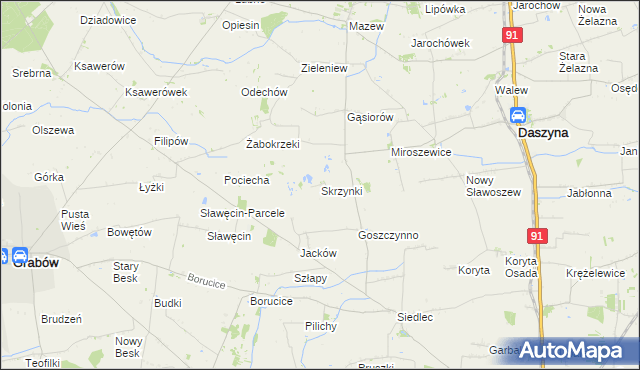 mapa Skrzynki gmina Daszyna, Skrzynki gmina Daszyna na mapie Targeo