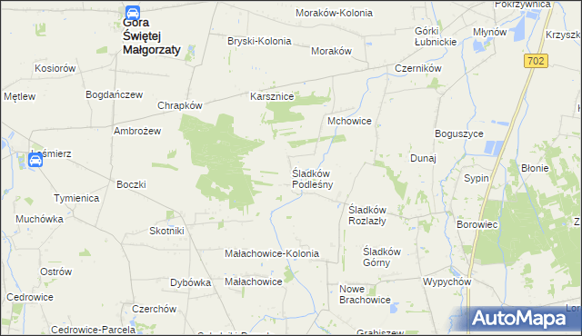 mapa Śladków Podleśny, Śladków Podleśny na mapie Targeo