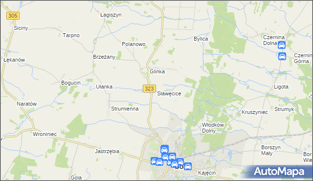 mapa Sławęcice gmina Góra, Sławęcice gmina Góra na mapie Targeo