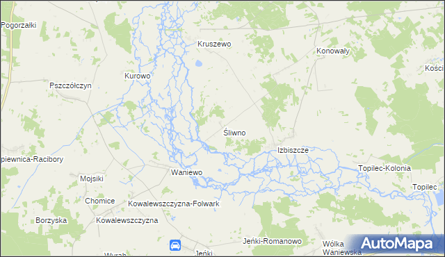 mapa Śliwno gmina Choroszcz, Śliwno gmina Choroszcz na mapie Targeo