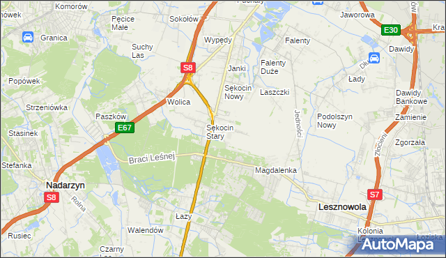 mapa Słomin gmina Raszyn, Słomin gmina Raszyn na mapie Targeo