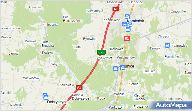 mapa Słostowice, Słostowice na mapie Targeo