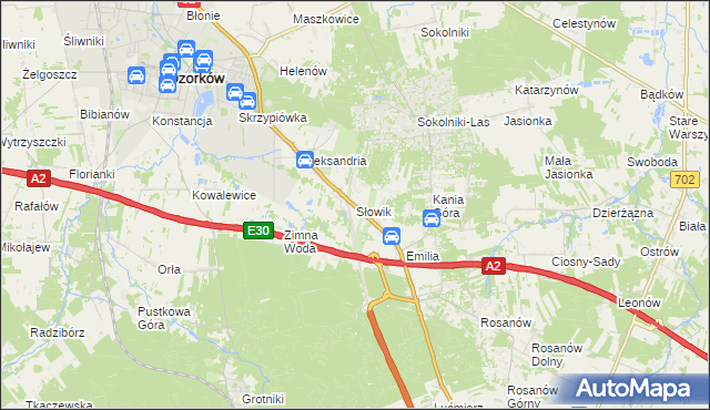 mapa Słowik gmina Zgierz, Słowik gmina Zgierz na mapie Targeo