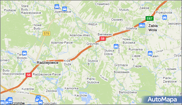 mapa Słubica A, Słubica A na mapie Targeo