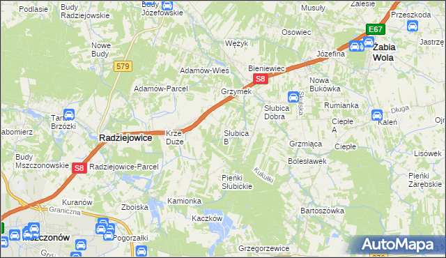 mapa Słubica B, Słubica B na mapie Targeo