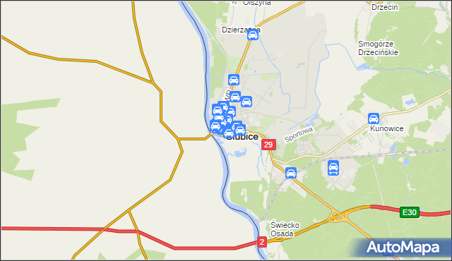 mapa Słubice, Słubice na mapie Targeo