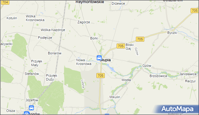 mapa Słupia powiat skierniewicki, Słupia powiat skierniewicki na mapie Targeo