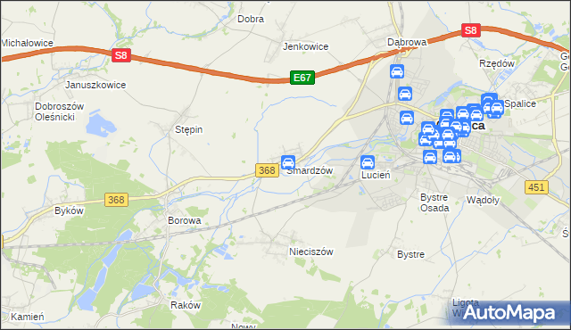 mapa Smardzów gmina Oleśnica, Smardzów gmina Oleśnica na mapie Targeo