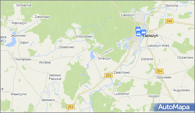 mapa Smerzyn, Smerzyn na mapie Targeo