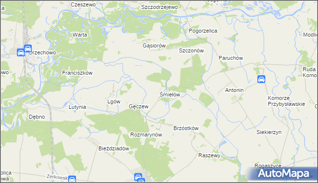 mapa Śmiełów, Śmiełów na mapie Targeo