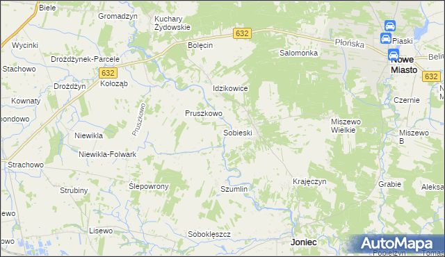 mapa Sobieski gmina Joniec, Sobieski gmina Joniec na mapie Targeo
