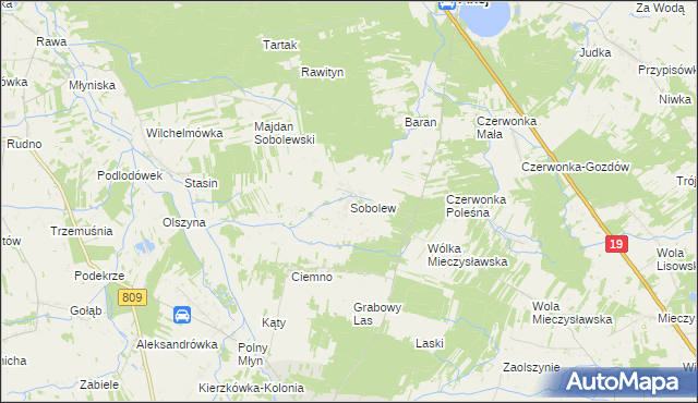 mapa Sobolew gmina Firlej, Sobolew gmina Firlej na mapie Targeo