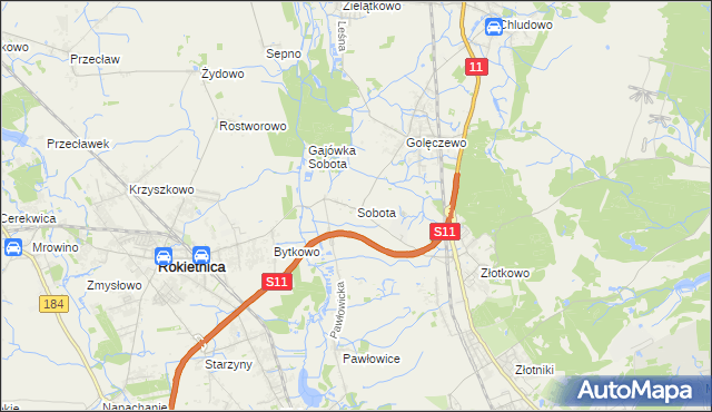 mapa Sobota gmina Rokietnica, Sobota gmina Rokietnica na mapie Targeo