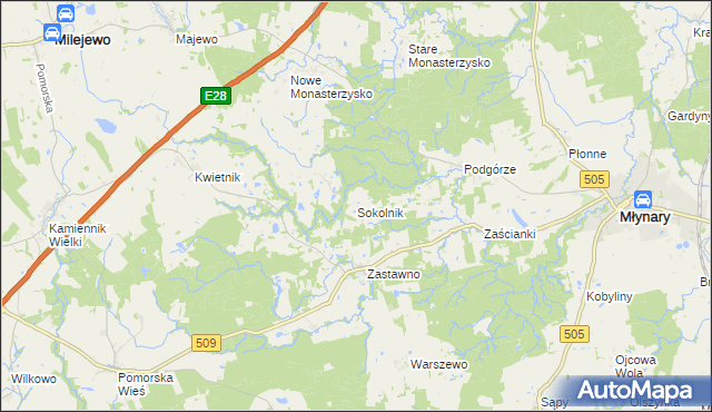 mapa Sokolnik gmina Młynary, Sokolnik gmina Młynary na mapie Targeo