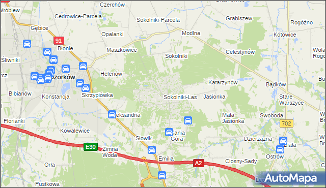 mapa Sokolniki-Las, Sokolniki-Las na mapie Targeo