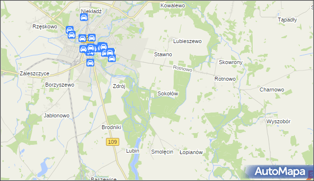 mapa Sokołów gmina Gryfice, Sokołów gmina Gryfice na mapie Targeo