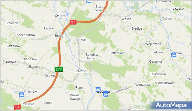 mapa Sokołów Górny, Sokołów Górny na mapie Targeo