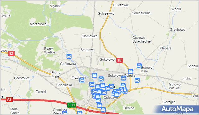 mapa Sokołowo gmina Września, Sokołowo gmina Września na mapie Targeo