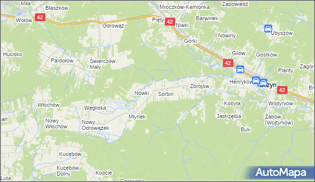 mapa Sorbin, Sorbin na mapie Targeo