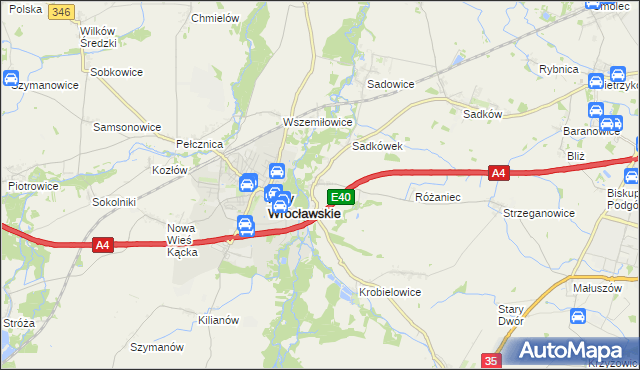 mapa Sośnica gmina Kąty Wrocławskie, Sośnica gmina Kąty Wrocławskie na mapie Targeo