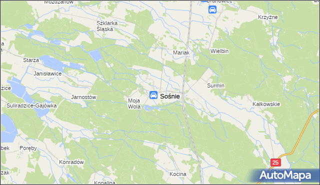 mapa Sośnie powiat ostrowski, Sośnie powiat ostrowski na mapie Targeo