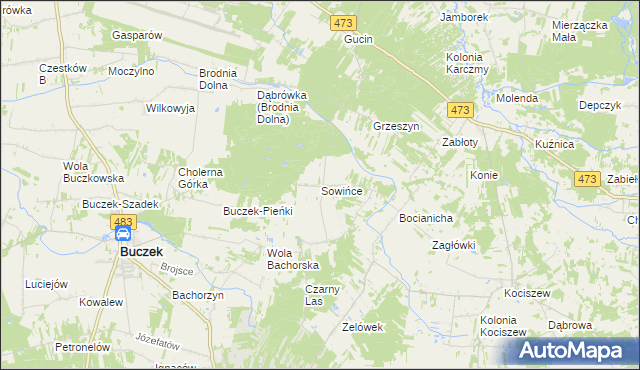mapa Sowińce, Sowińce na mapie Targeo