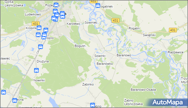 mapa Sowinki, Sowinki na mapie Targeo