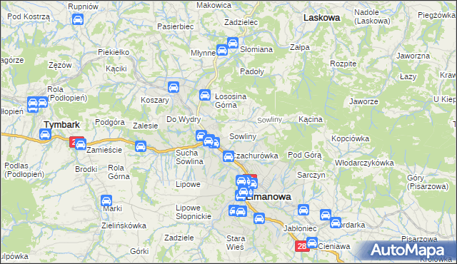 mapa Sowliny, Sowliny na mapie Targeo