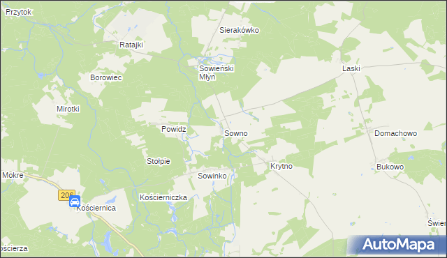 mapa Sowno gmina Sianów, Sowno gmina Sianów na mapie Targeo