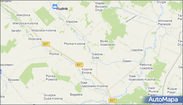 mapa Średnie Duże gmina Nielisz, Średnie Duże gmina Nielisz na mapie Targeo