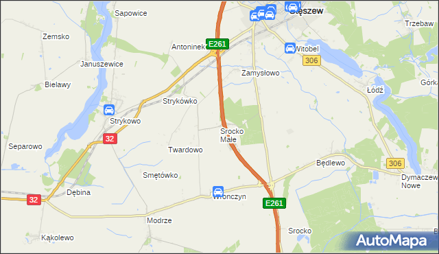 mapa Srocko Małe, Srocko Małe na mapie Targeo