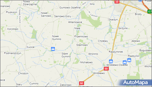 mapa Stachowo gmina Naruszewo, Stachowo gmina Naruszewo na mapie Targeo