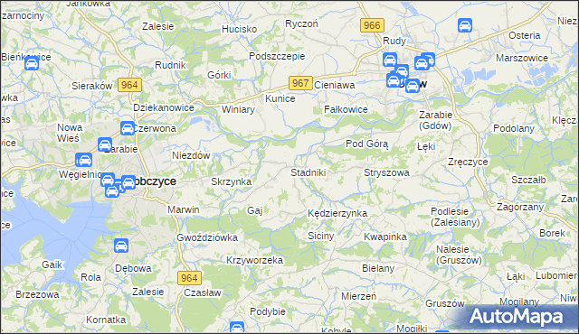 mapa Stadniki gmina Dobczyce, Stadniki gmina Dobczyce na mapie Targeo
