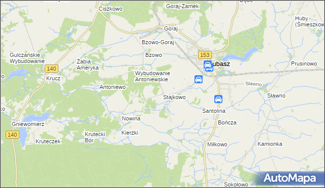 mapa Stajkowo gmina Lubasz, Stajkowo gmina Lubasz na mapie Targeo