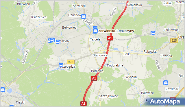 mapa Stanowice gmina Czerwionka-Leszczyny, Stanowice gmina Czerwionka-Leszczyny na mapie Targeo