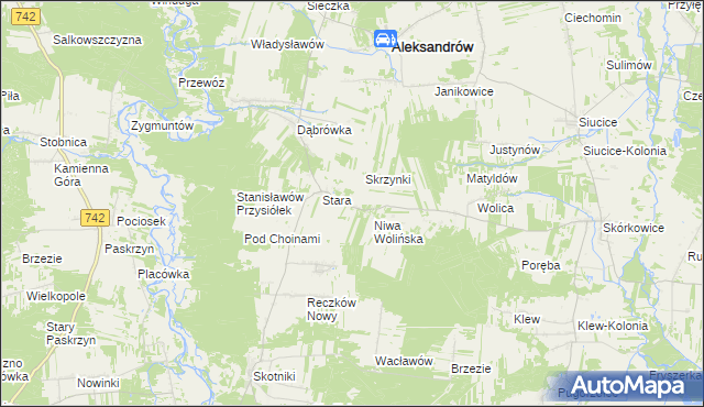 mapa Stara Kolonia gmina Aleksandrów, Stara Kolonia gmina Aleksandrów na mapie Targeo