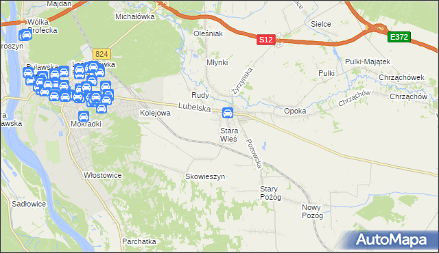 mapa Stara Wieś gmina Końskowola, Stara Wieś gmina Końskowola na mapie Targeo