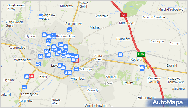 mapa Stara Wieś gmina Kutno, Stara Wieś gmina Kutno na mapie Targeo